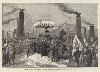 Den framlidne tyske kejsarens begravning i Berlin, procession i Unter den Linden